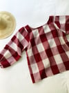 Ready Made Burgundy Large Gingham Smock Top with free postage 
