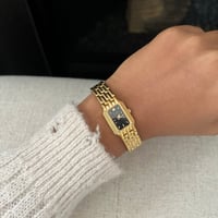 Image 9 of Vintage Pulsar By SEIKO Gold Tone Black Rectangular Dial 