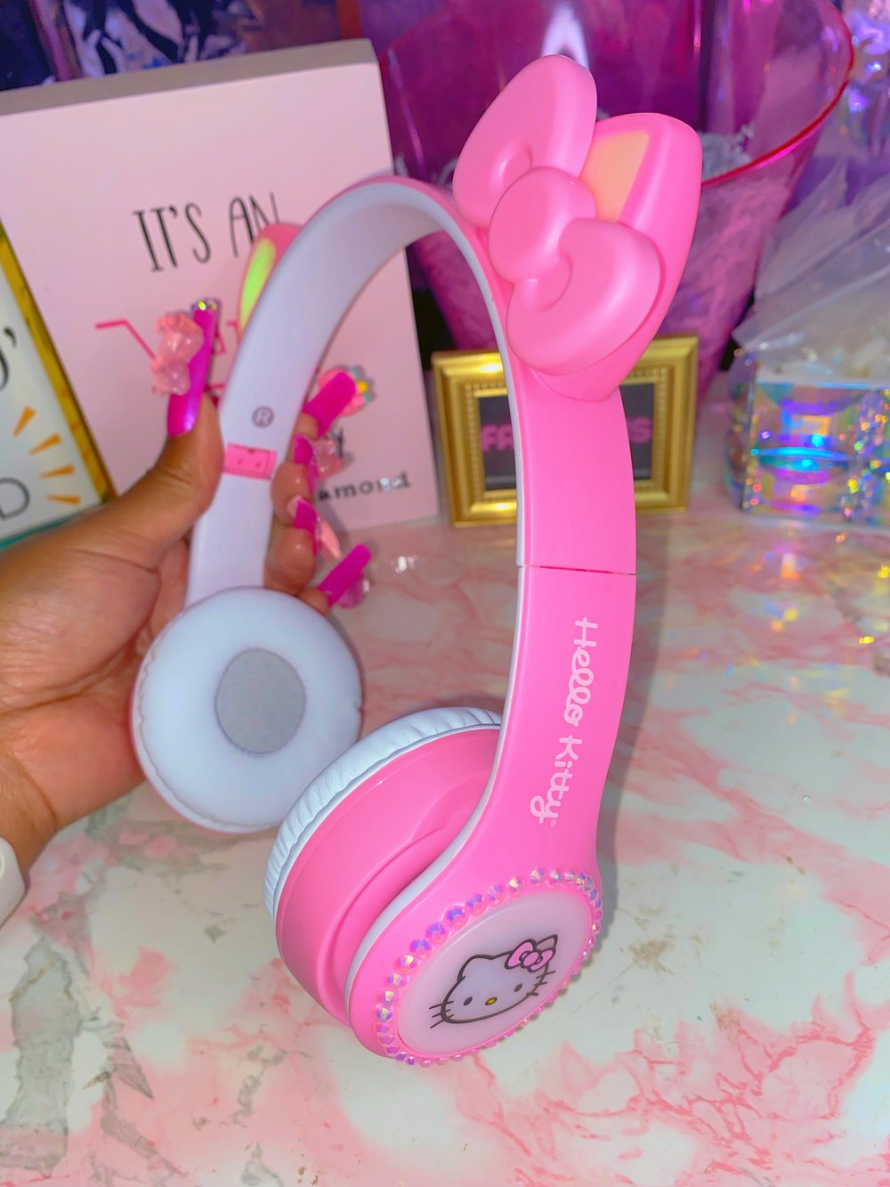 Image of Hello Kitty Bling LED Foldable Bluetooth Headphones