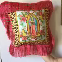 Image 10 of Raspberry Pink Fringe Virgin Leopard Cushion Cover