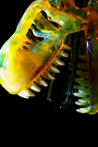 Image 5 of NS yellow T-Rex skull pendant with uv stardust tip and uv reactive teeth 🦖😤