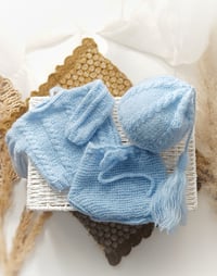 Image 1 of Knitted newborn set for photoshoot | baby blue