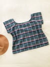 Ready Made Blue/Green Plaid Cropped T Top size 14 with free postage 