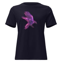 Image 2 of Women's Relaxed T-Shirt, Iridescent Purple Raven Mystical Crow Tee