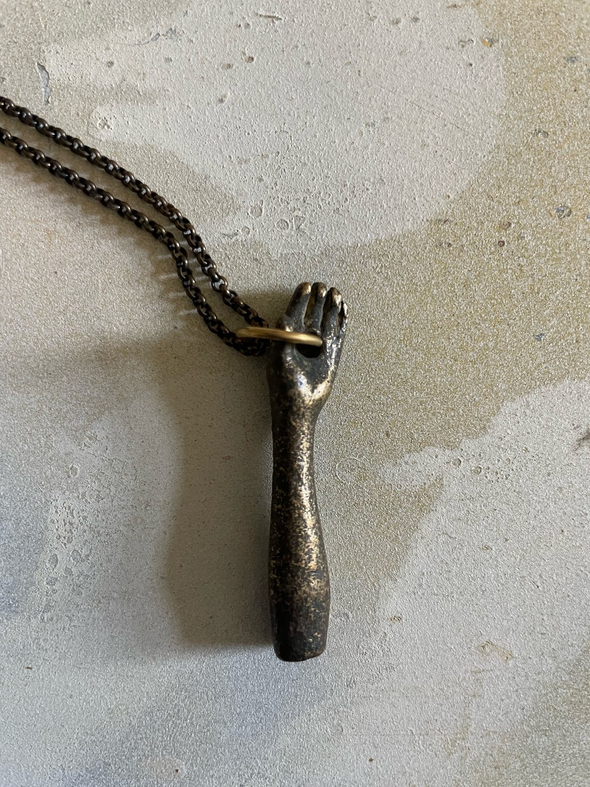 Image of Vintage bronze arm / hand necklace 