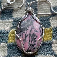 Image 4 of Rhodonite Cabochon Pendant on Necklace 