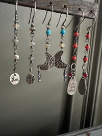 Image 12 of sterling silver crescent moon earrings with opals and turquoise