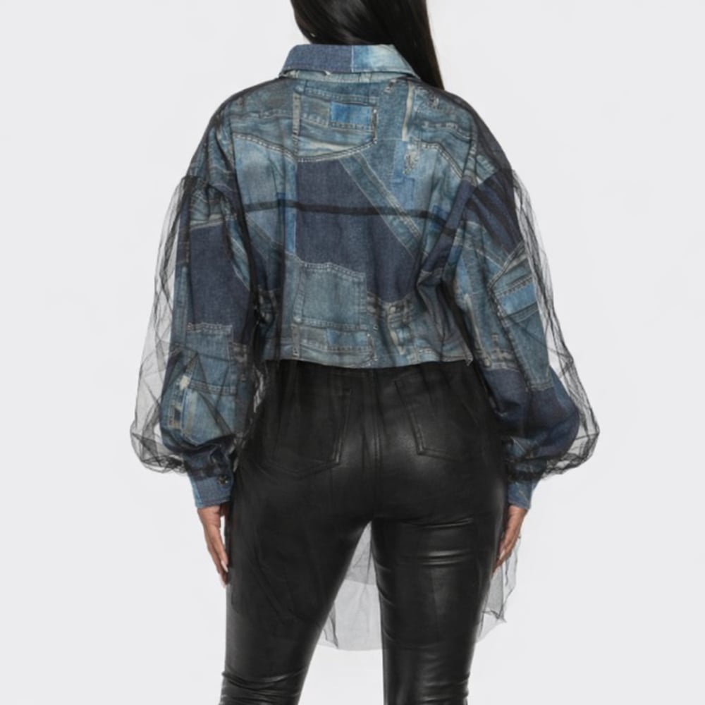 Image of The Mesh & Denim Statement Top