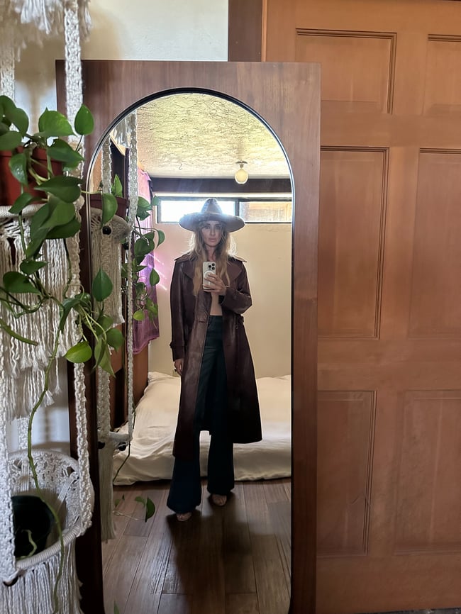 early 70s leather trench riding coat with the perfect patina