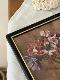 Image 3 of Aquarelle ancienne - bouquet d’anémones