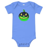 Image 12 of Baby Short Sleeve Onesie - Jack O Lantern Vintage Green-Black