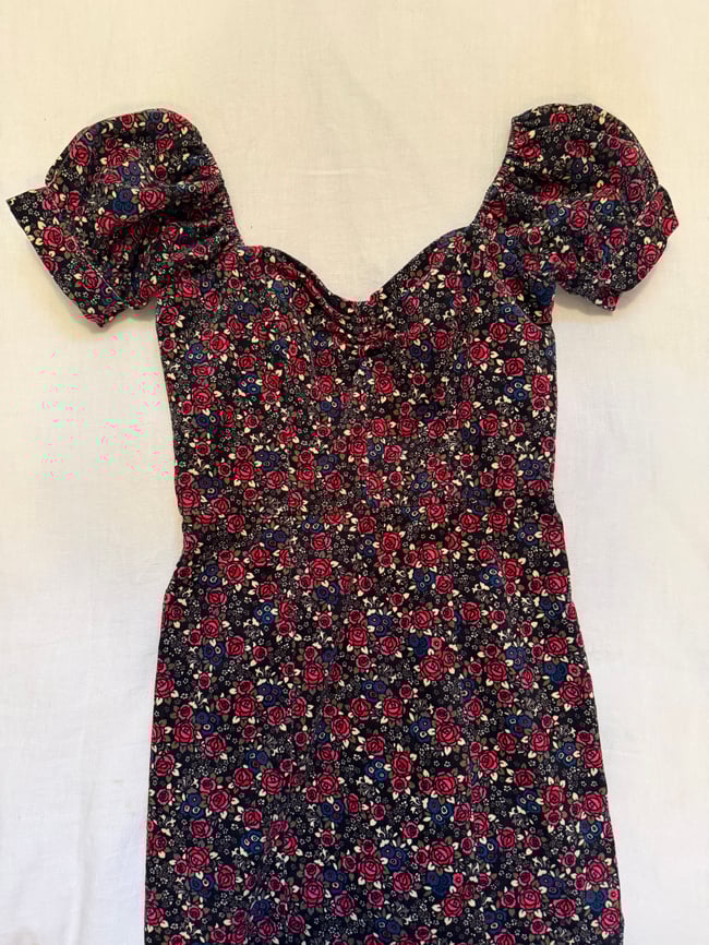 vintage Betsey Johnson New York floral corduroy milkmaid dress