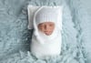 White Newborn Sleepy Cap, Bonnet & Wrap Set