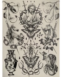 Print - Flash Sheet 9 - Graphite on A3 watercolour paper 