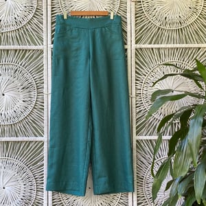 Image of Linea pants - Linen - Emerald Green