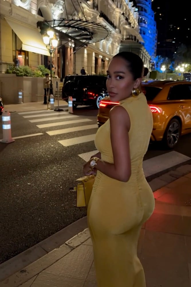 Image of MUSTARD MOCK NECK RUCHED MAXI DRESS (XS)