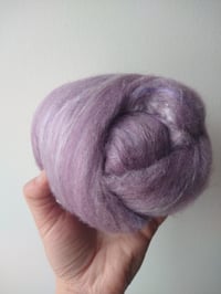 Image 1 of Amethyst Smooth Luxe Batt 2 oz felting spinning fiber arts supply wool batt silk