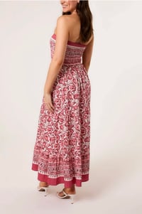 Image 8 of FLORAL PRINT SHIRRED BUST BANDEAU DRESS