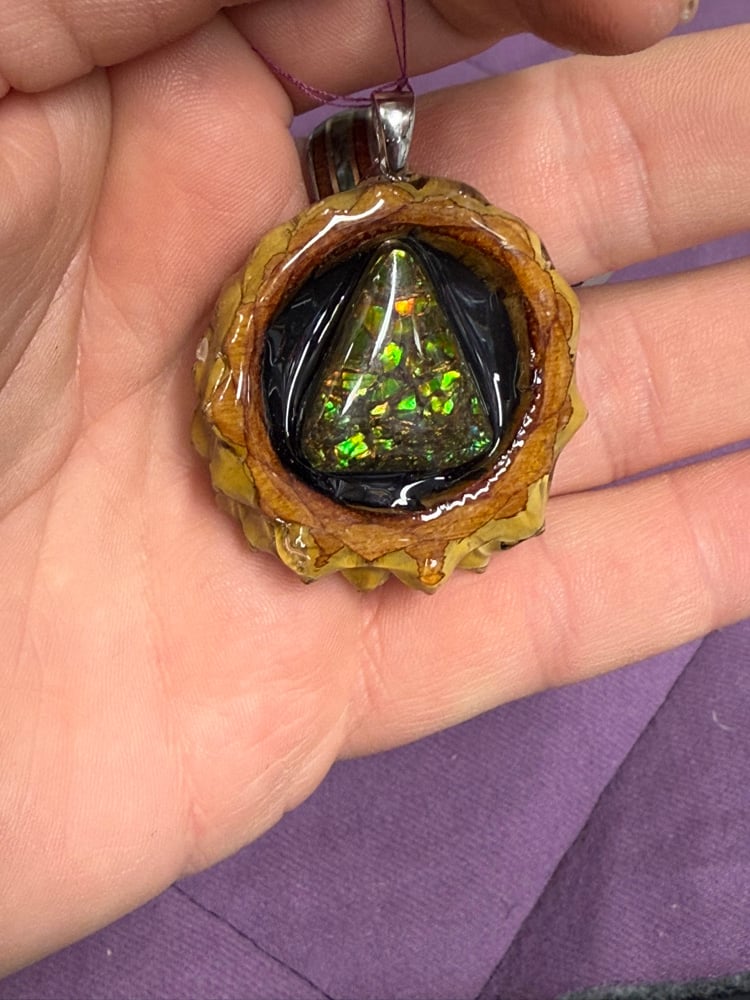 Image of Ammolite Pinecone Charm  | PNW Jewelry Art | #132