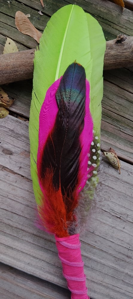 Image of A Pink Earth~Smudge feather fan 1111 large portal energy 