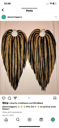 Image 1 of Who Dat Gold & Black Metallic Earrings (7-14 Business days)