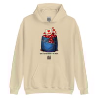 Image 3 of LOVEDCGOGO "LOVE IS IN THE POCKET" Go-Go Valentines Edition Unisex Hoodie (see color options)