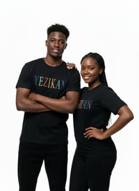 Image 1 of Yezikan Marbled Embroidered Logo Black Short Sleeve T-Shirt