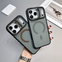 Image 9 of iPhone 17 Case - With Built-in Camera Lens Protector & Stand - Charcoal Transparency
