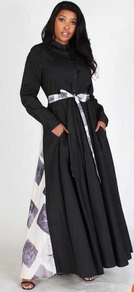 Image of 2TONE LONG SLEEVE MAXI DRESS