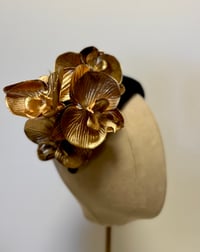 Image 2 of Black bandeau with gold orchids