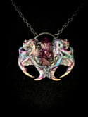 Bisected Muskrat Skull w/ Purple Amethyst - Pendant/Necklace