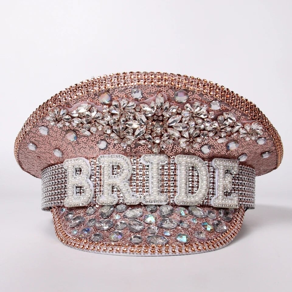 Image of Bride Captain Diamanté Hat in Rose Gold