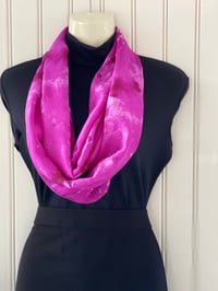 Image 1 of 100% Silk Purple Infinity Scarf - Size: 11x72