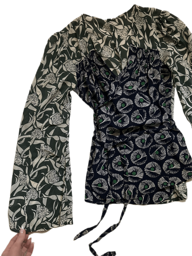 late 1960s patchwork wrap blouse