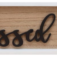 Image 4 of Inset Box Sign - Blessed, Rustic Block Sign with Wooden Frame,11.75'' x 4''
