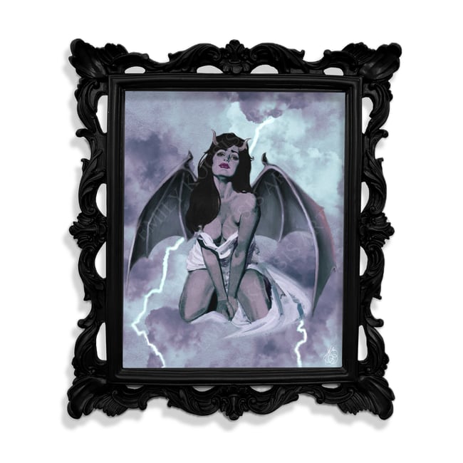 Retro Art Print // ‘Gar-Goyles Just Wanna Have Fun’ Retro 1960s Gargoyle Angel