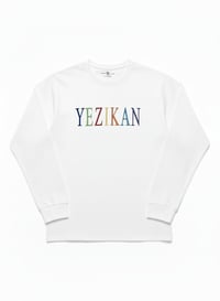 Image 5 of Yezikan Marbled Embroidered Logo White Long Sleeve T-Shirt