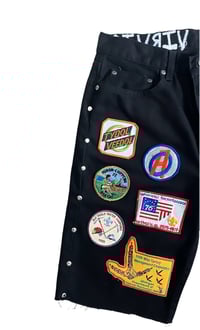 Image 3 of V.V.S. Patchwork Shorts (Black/Black Jean)