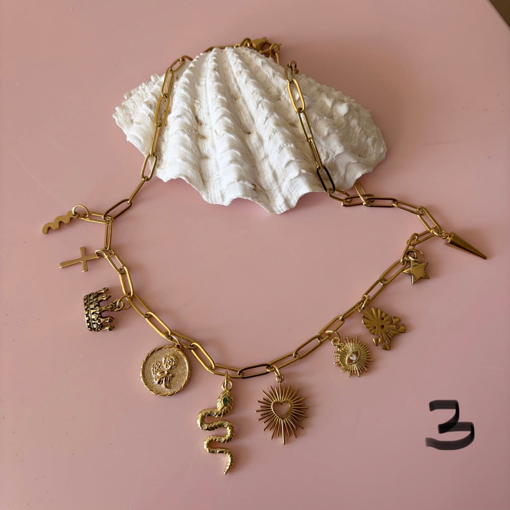 Image of Gold Paperclip Charm Necklaces