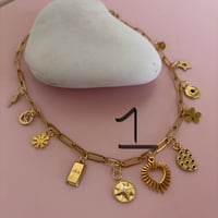 Image 2 of Drop 2 Gold Paperclip Charm Necklaces