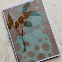 Image 3 of Monoprint Cards, Blank Inside, Set of 3, Light Blue And Gold