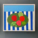 Image of Fruit Plate on Blue Stripes original painting