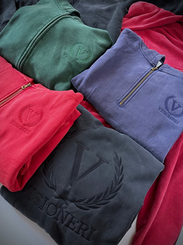 Image of VISIONERI — First Edition / Quiet Mark Series quarter zip & full zipper hoodie 