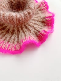 Image 2 of Sofie and Iris Dark Brown, Light Brown and Hot Pink Mohair Collar