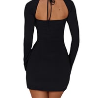 Image 3 of Lace-Up Slim Dress fashion dress line tropical vacation