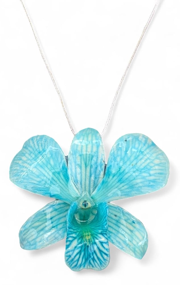 Image of Dendrobium Orchid Pendant (Blues & Grey)