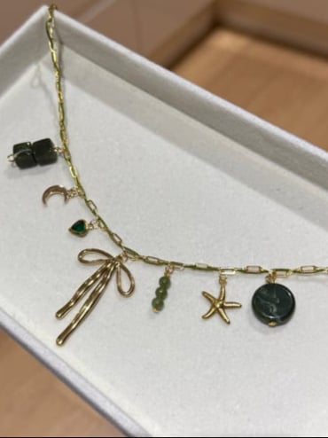 Image of Khaki woven Charm Necklace