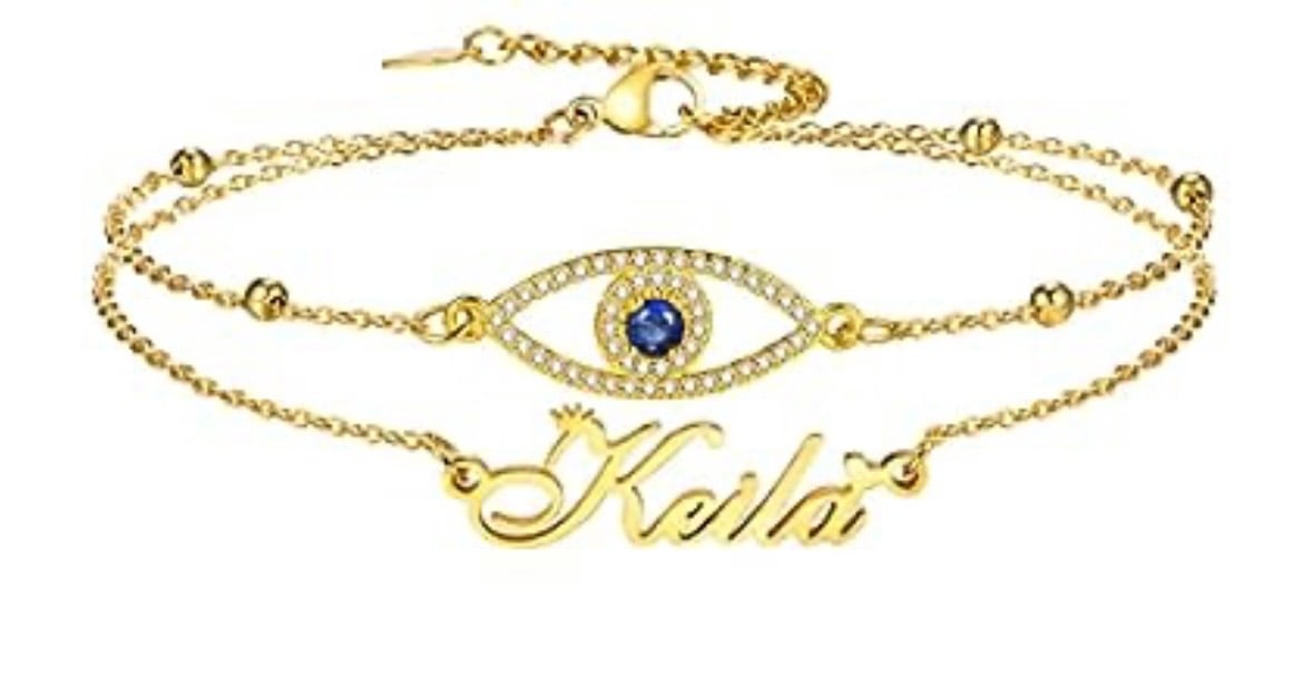 Evil Eye Name Plate Bracelet 