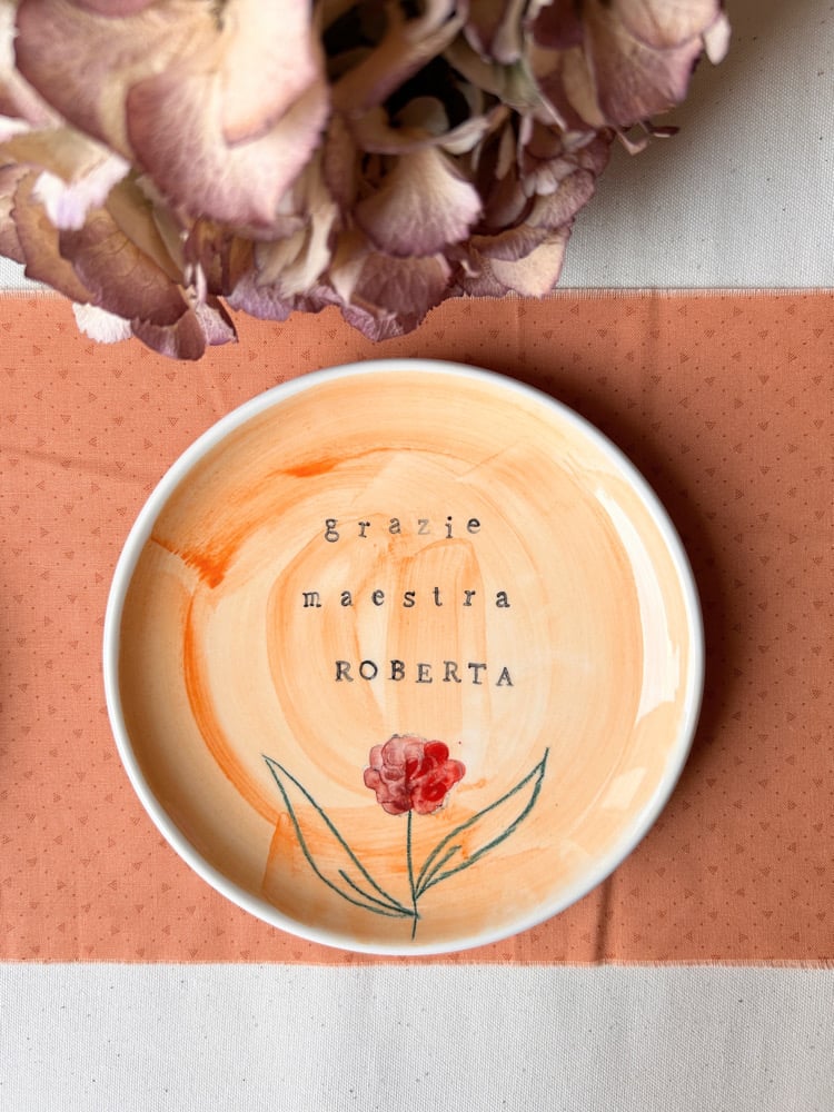 PIATTINO PERSONALIZZATO MAESTRA - NOME + FIORE