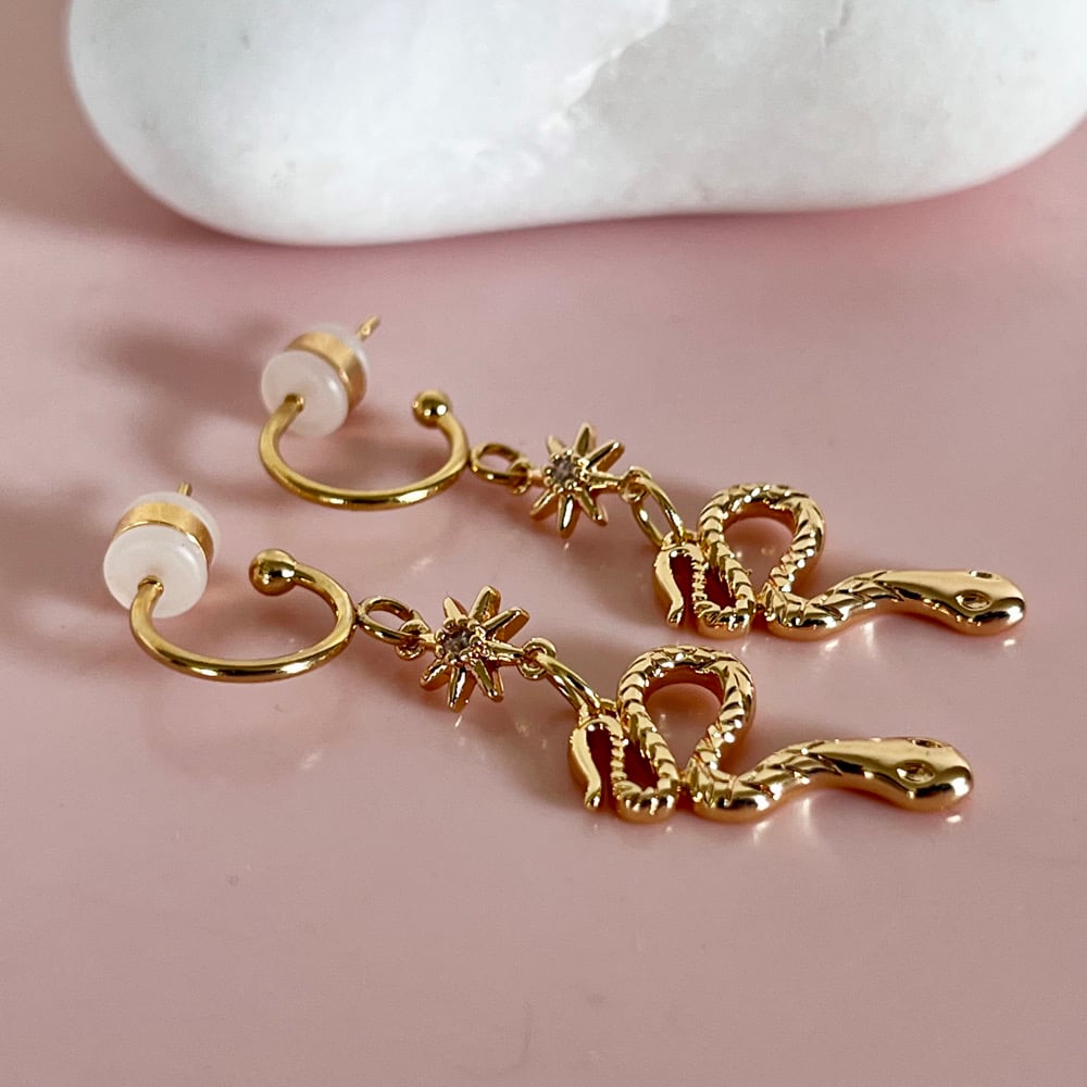 Image of Snake and Star Half Hoops